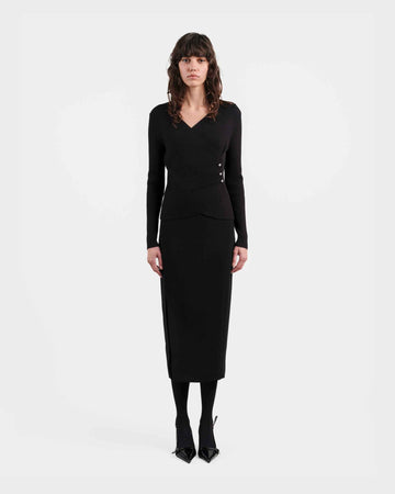 Black Tailored Pencil Skirt