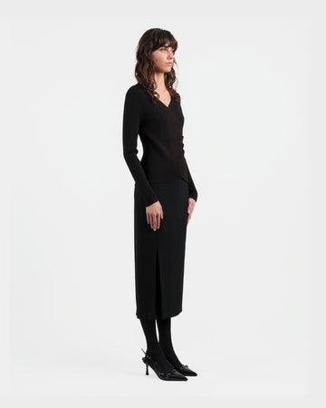 Black Tailored Pencil Skirt - Sussiland