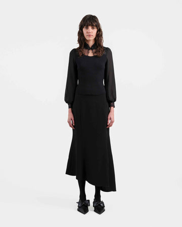 Black Fish-Tail Midi Skirt