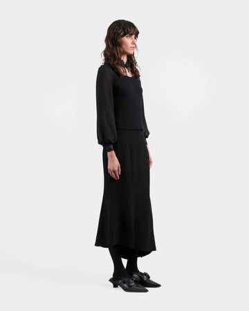 Black Fish-Tail Midi Skirt