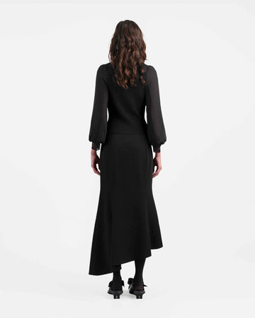 Black Fish-Tail Midi Skirt