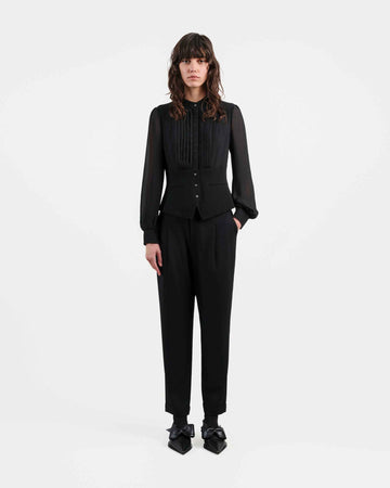 Modern Black Embroidered Blouse