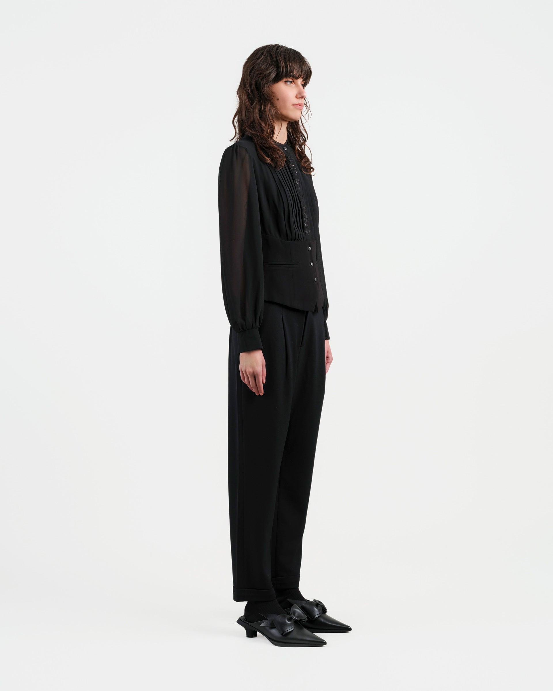 Navy Cropped Tapered Trousers - Sussiland