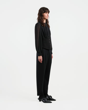 Modern Black Embroidered Blouse - Sussiland