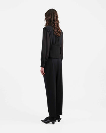 Modern Black Embroidered Blouse