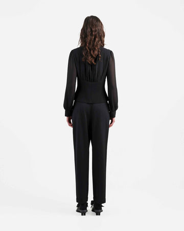 Modern Black Embroidered Blouse