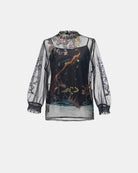 Bird-and-Bloom Bell-Sleeve Blouse