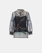 Bird-and-Bloom Bell-Sleeve Blouse