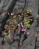 Bird-and-Flower Sheer Overlay Dress