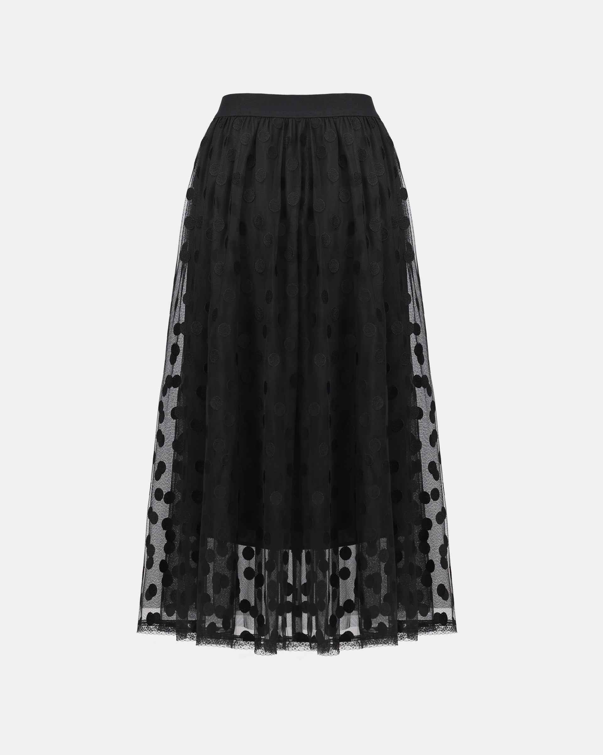 Vintage Polka Dot Rhinestone-Embellished Midi Skirt