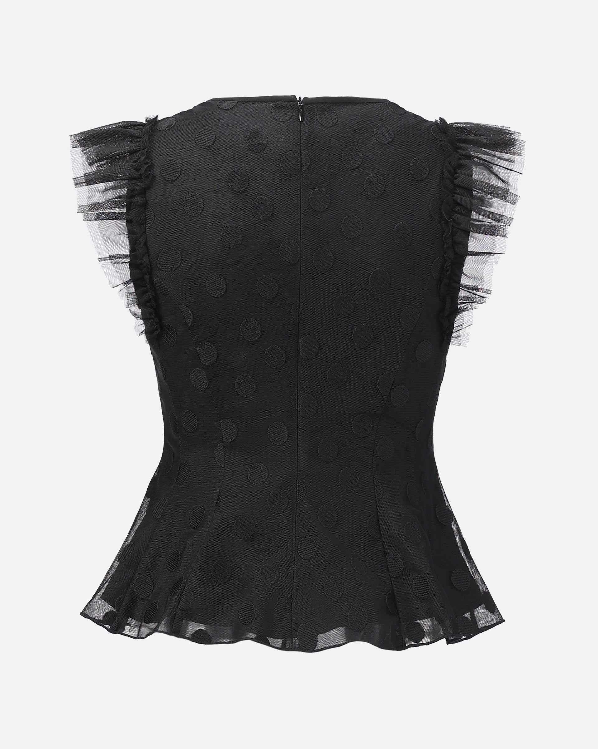 Casual Flutter-Sleeve Fitted Waist Top