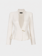 Ivory Bamboo-Clasp Blazer