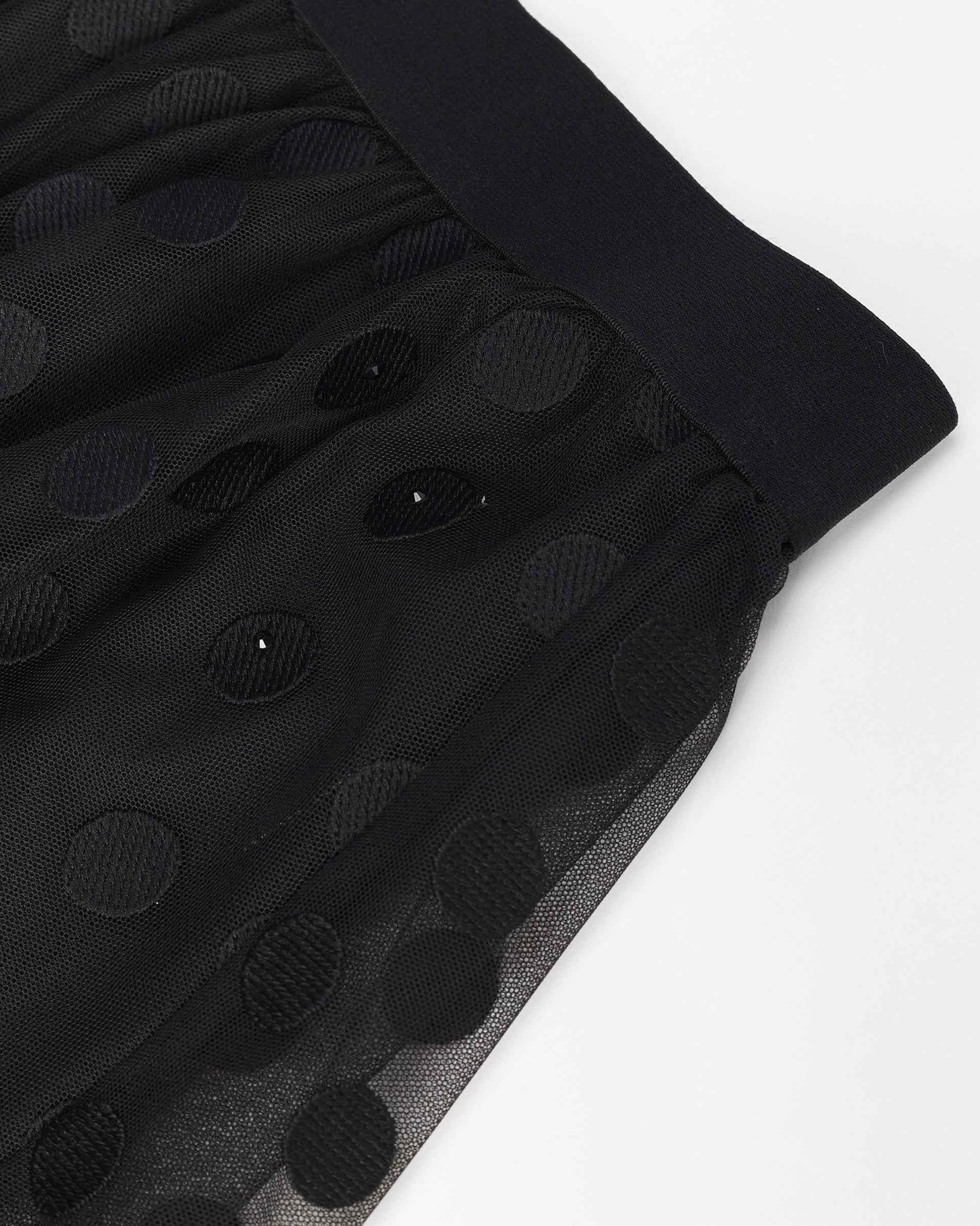 Vintage Polka Dot Rhinestone-Embellished Midi Skirt