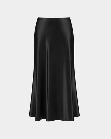 Black Flowing Midi Skirt