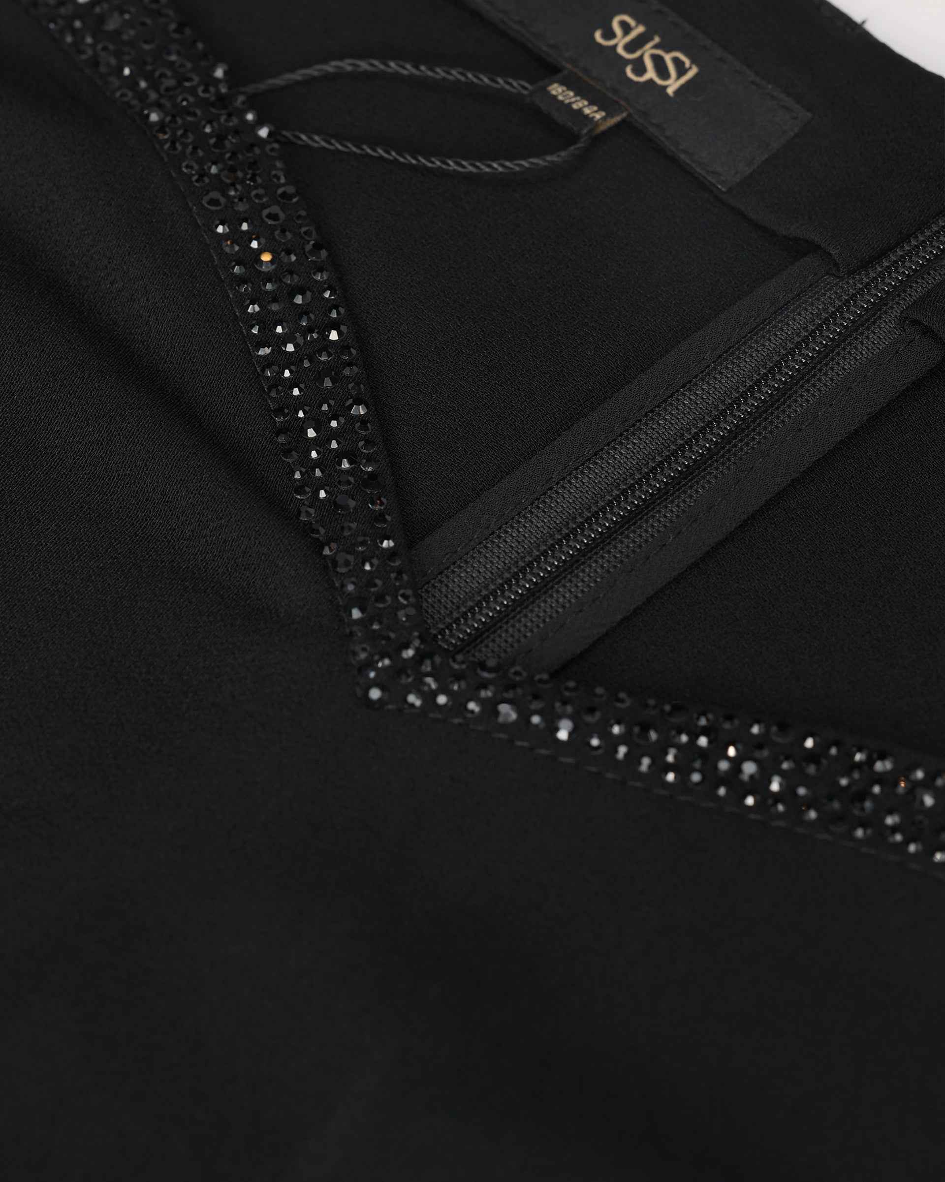 Rhinestone-Embellished Cinched Waist Dress