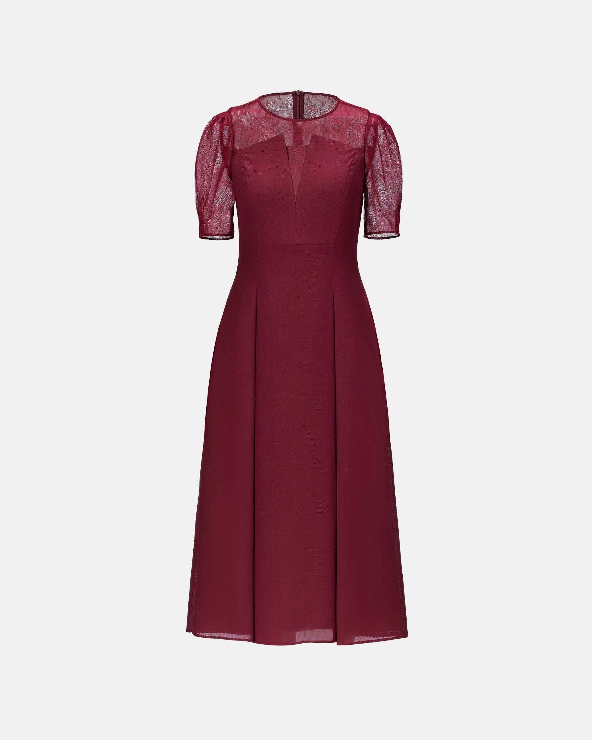 Festive Cinched-Waist Lace Party Dress